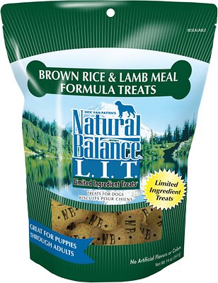 Natural Balance L.I.T. Limited Ingredient Treats Brown Rice & Lamb Meal Formula Dog Treats, Regular Breed, 14-oz (**)
