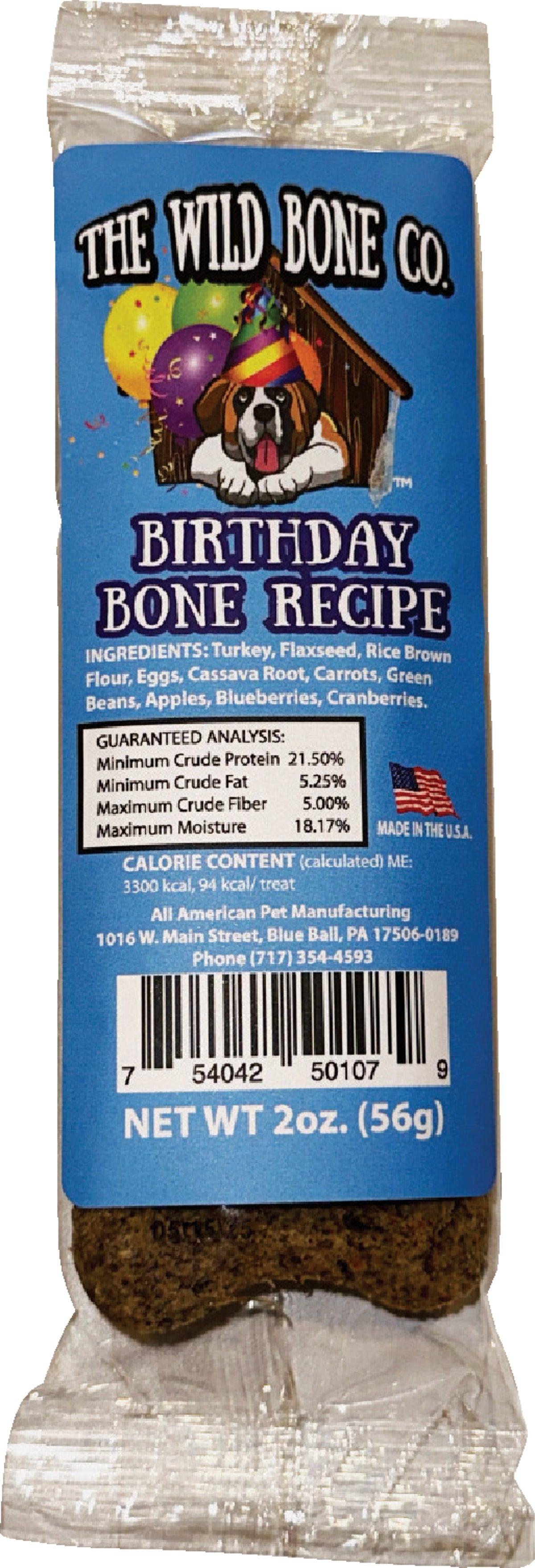 The Wild Bone Co. Birthday Bone Recipe Dog Treats, 2-oz