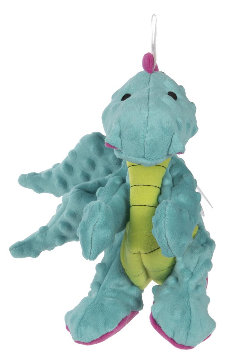 GoDog Dragons Squeaky Plush Dog Toy, Blue, Small