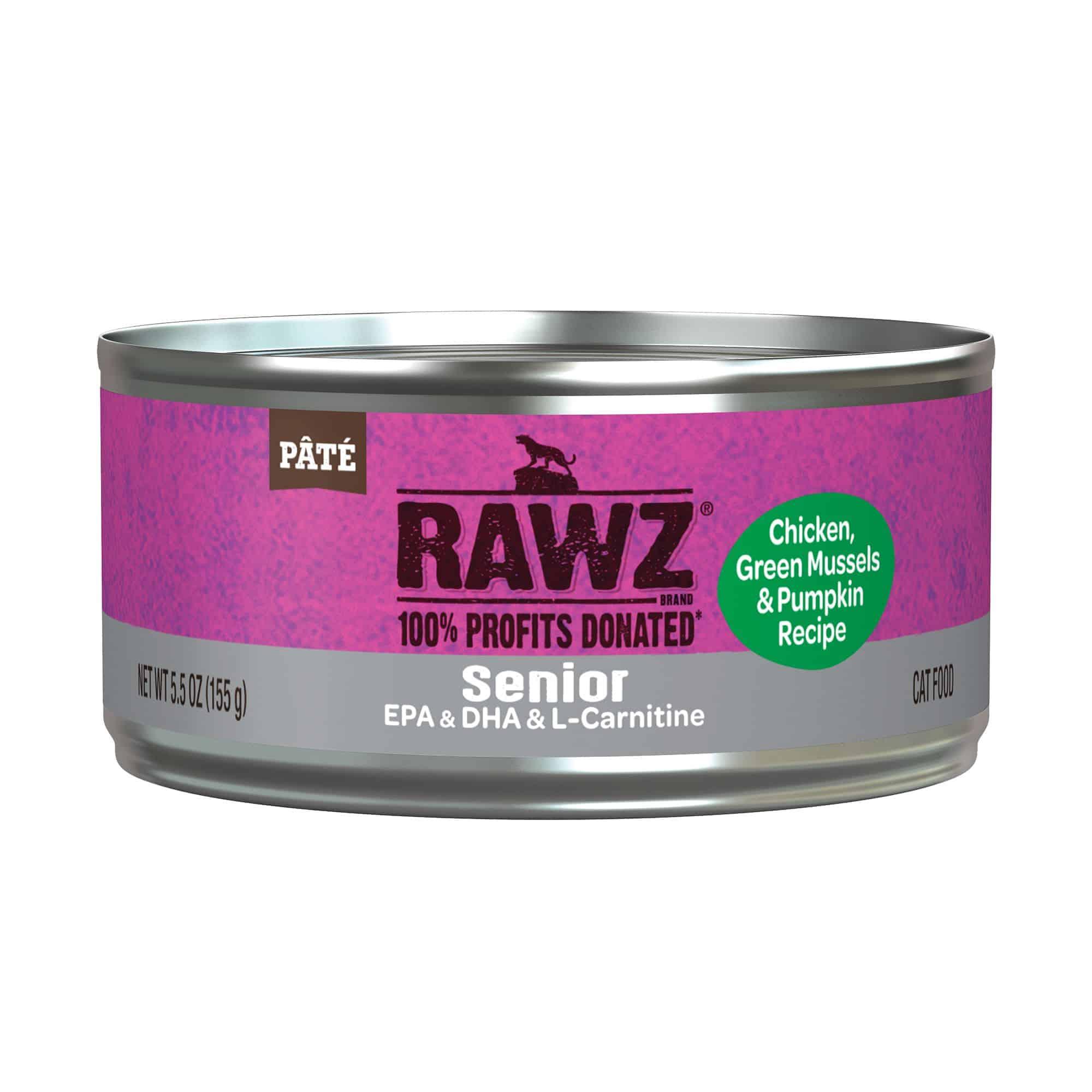 RAWZ Senior Chicken, Green Mussels & Pumpkin Wet Cat Food Can, 5.5-oz