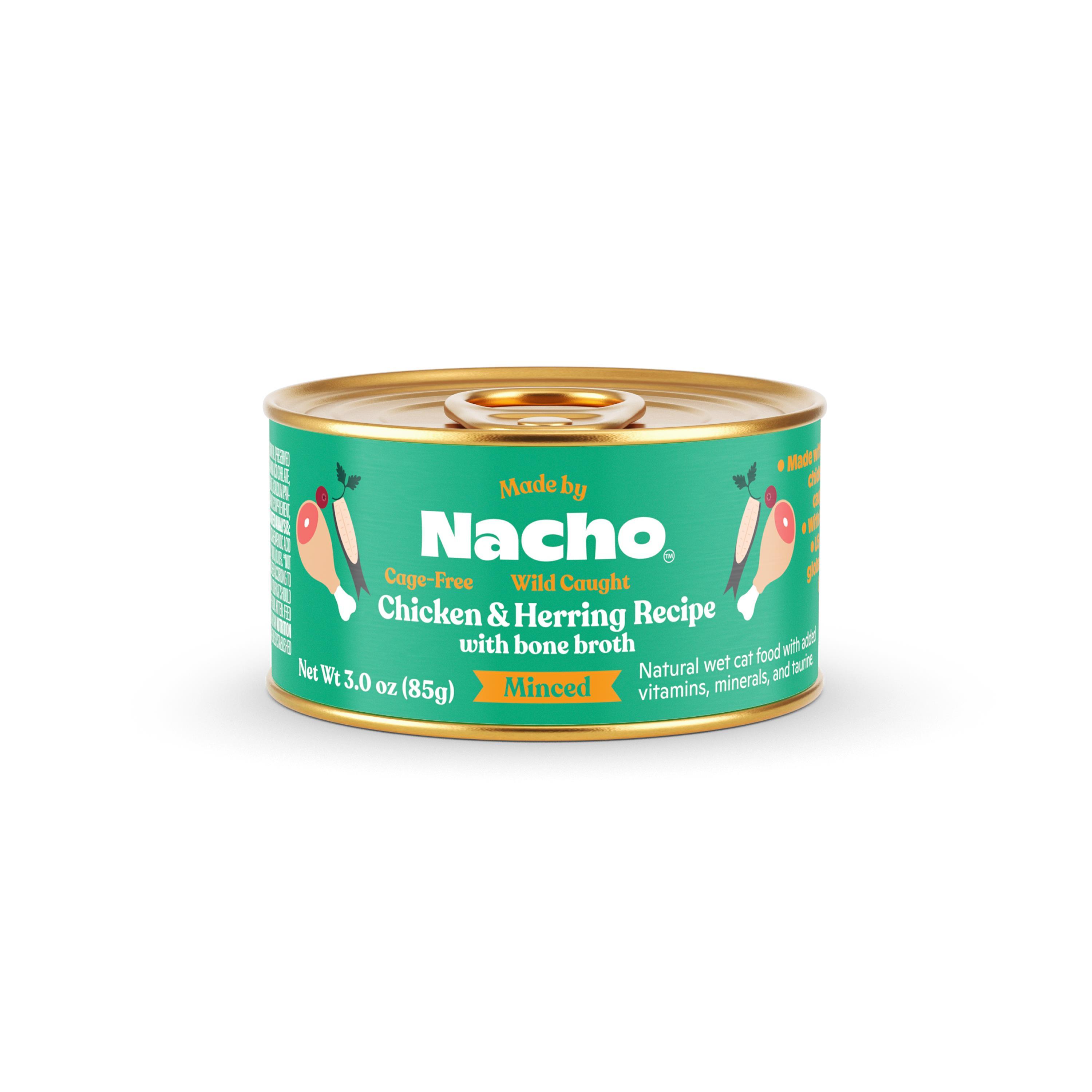 Made By Nacho Cage-Free Chicken & Wild Caught Herring with Bone Broth Minced Wet Cat Food Can, 3-oz
