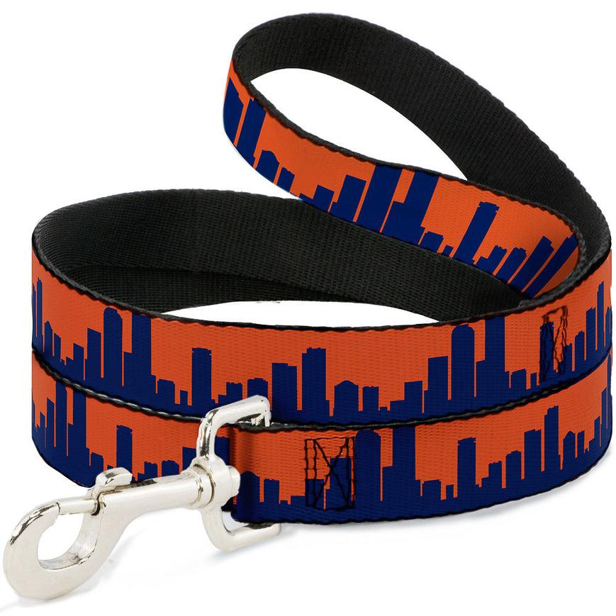 Buckle-Down Dog Leash, Denver Solid Skyline Orange/Navy, 1-in x 6-ft