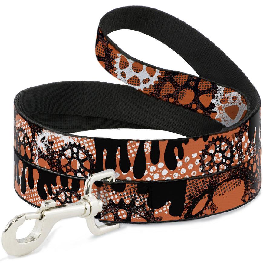 Buckle-Down Dog Leash, Grunge Gears Orange, 1-in x 6-ft