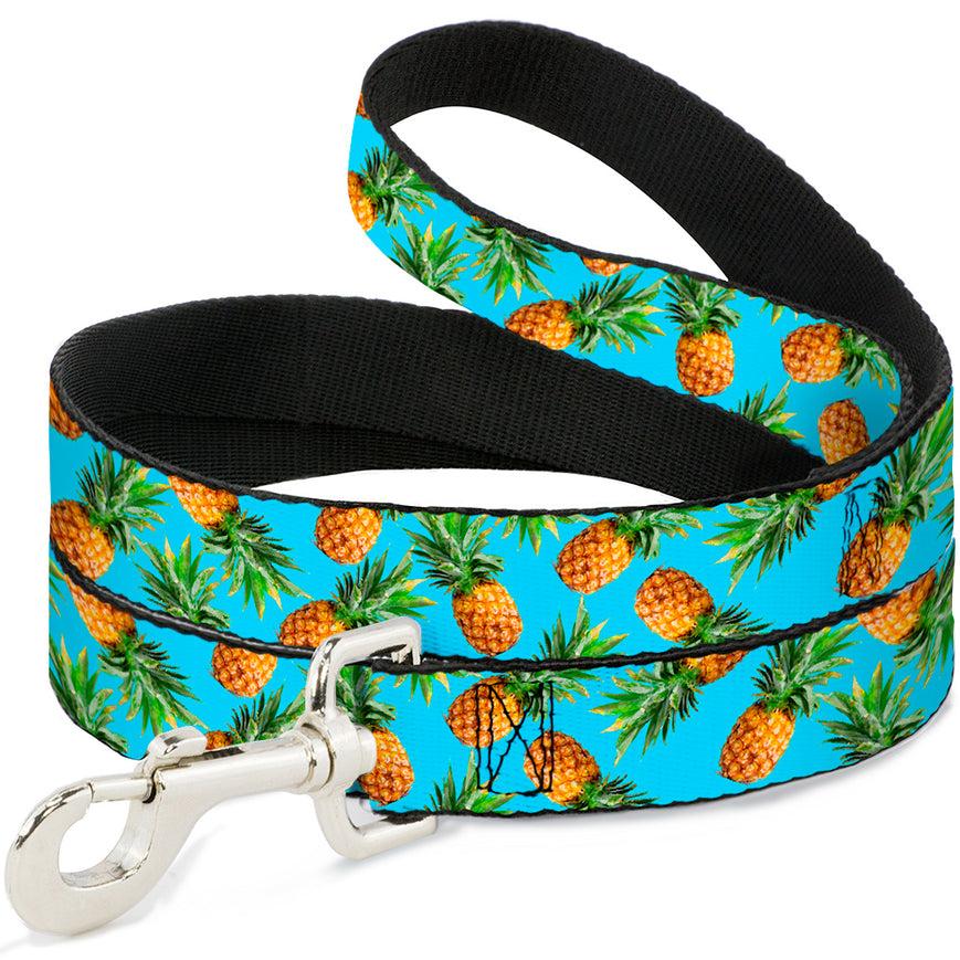 Buckle-Down Dog Leash, Vivid Pineapples Scattered Blue, 1-in x 6-ft