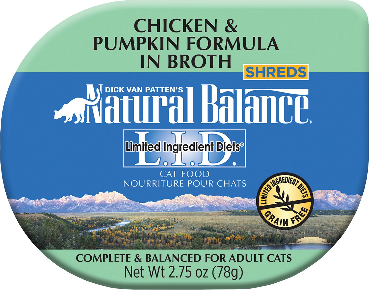 Natural Balance L.I.D. Limited Ingredient Diets Chicken & Pumpkin Formula Shreds Wet Cat Food, 2.75-oz, case of 24 (**)