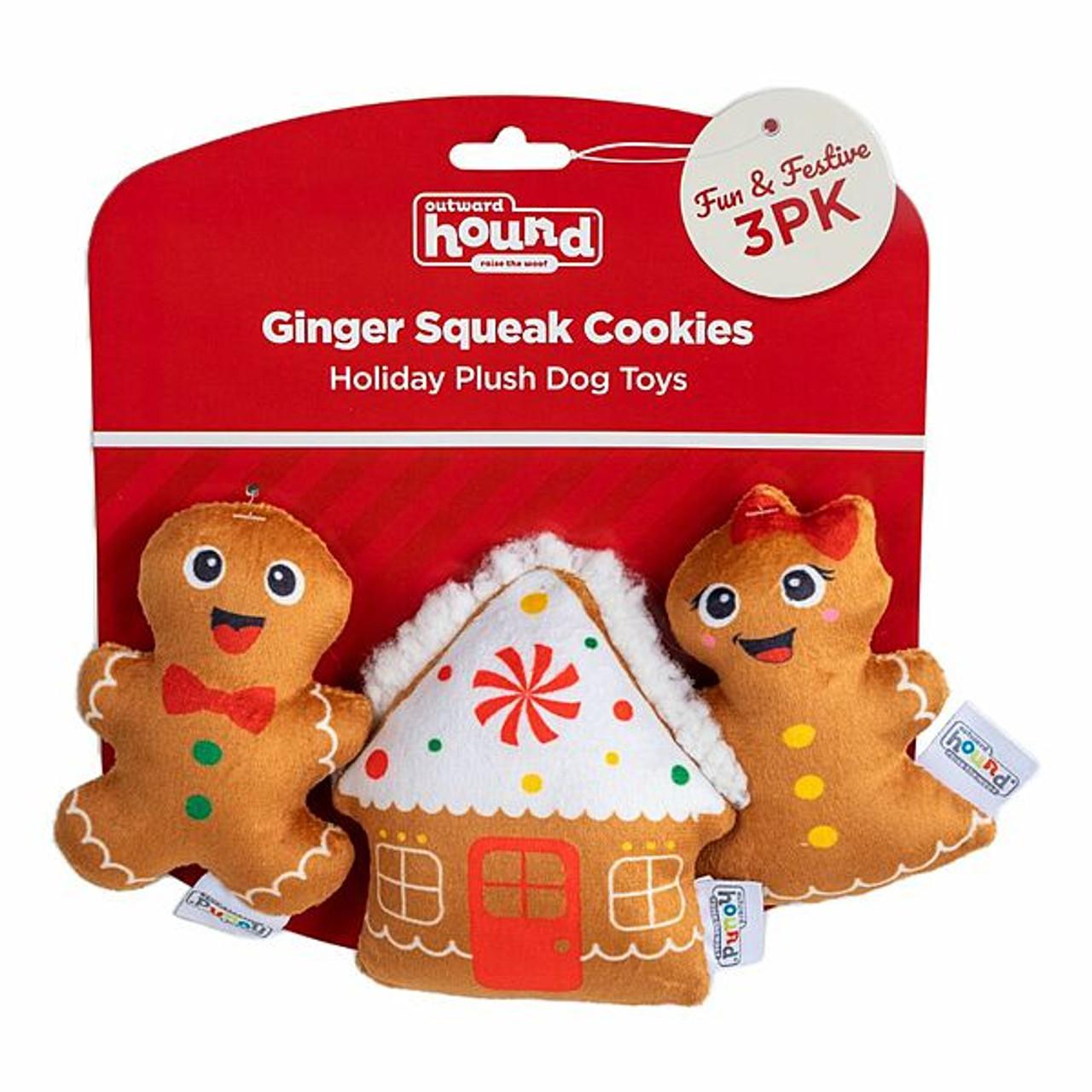 Outward Hound Holiday Ginger Squeak Cookies Dog Toy