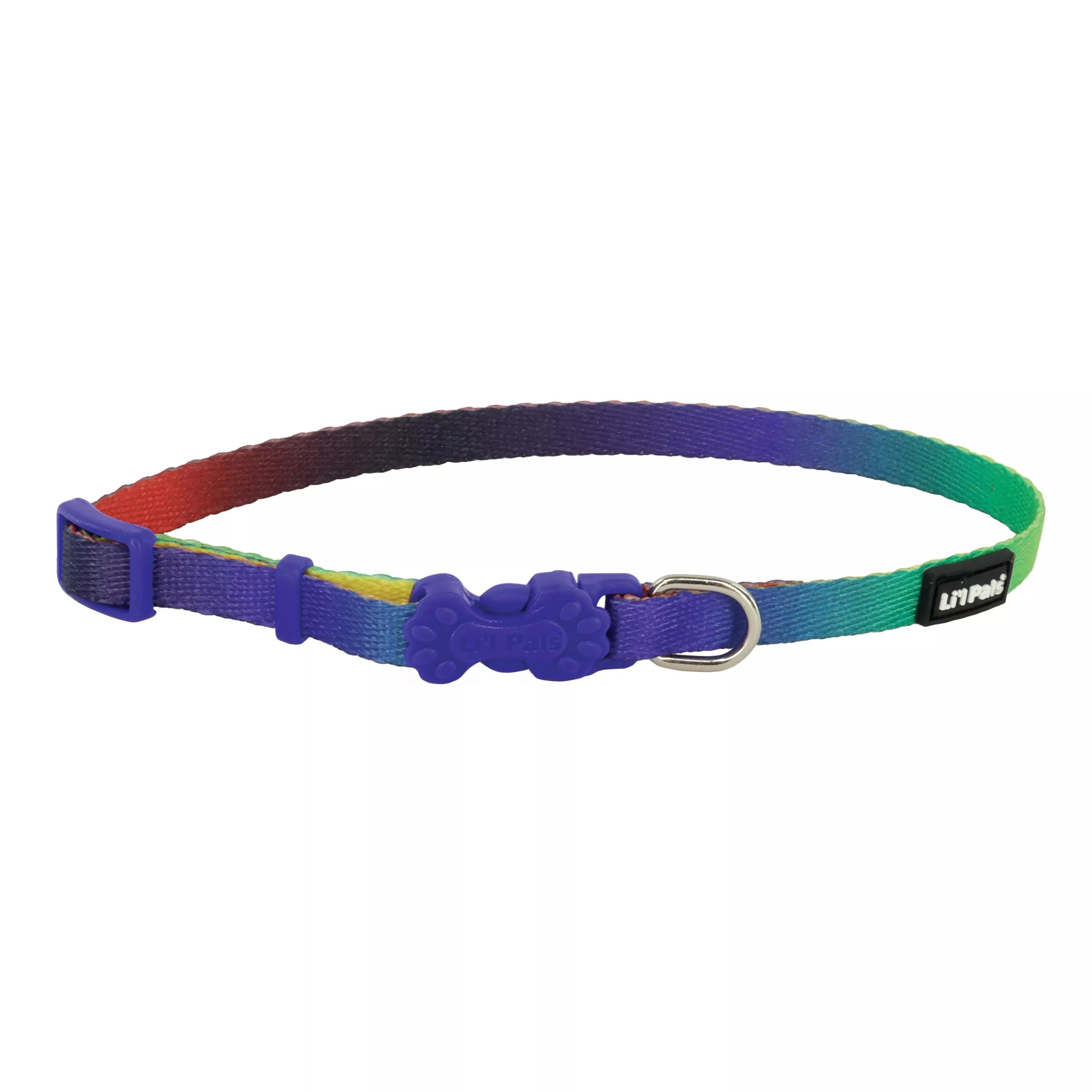 Li'l Pals Adjustable Patterned Dog Collar, Dark Prism, 3/8-in x 8-12-in