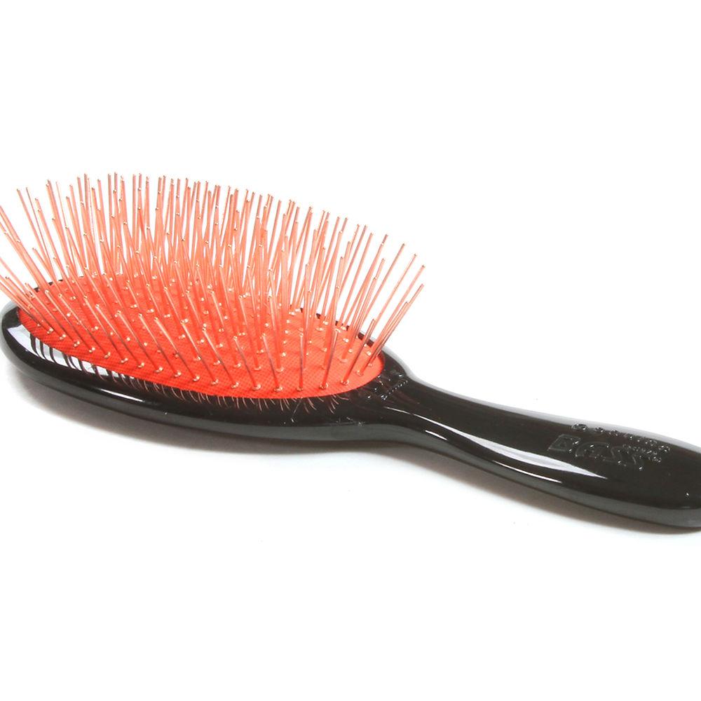 Bass Brushes Elite Series Style & Detangle with Alloy Pin & Acrylic Handle Purse Size Oval Brush, Black