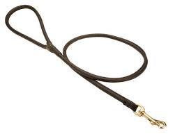 Lacets Arizona Round Leather Dog Lead, Black, 1.25-in x 72-in