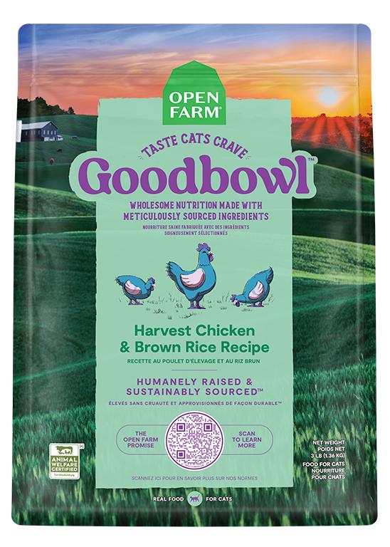 Open Farm Goodbowl Harvest Chicken & Brown Rice Dry Cat Food, 3-lb