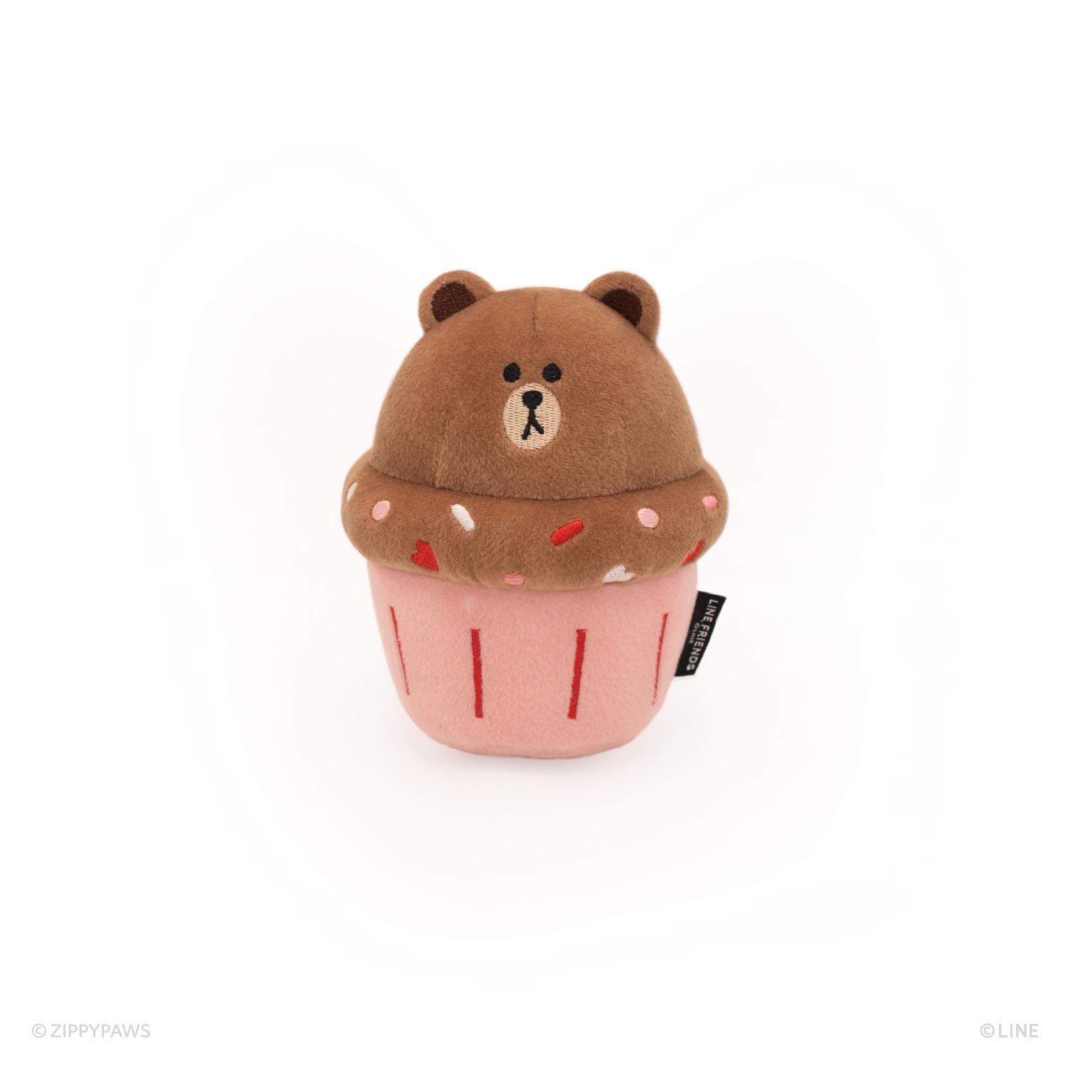 ZippyPaws Line Friends NomNomz Cupcake Brown Dog Toy