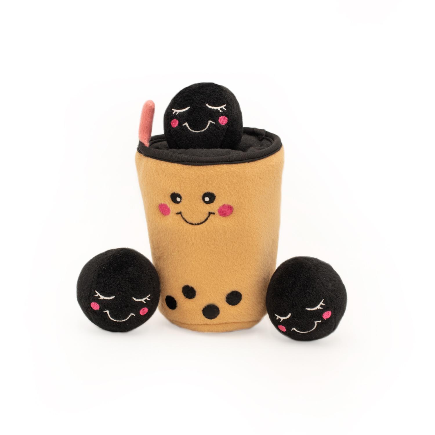 ZippyPaws Zippy Burrow Boba Milk Tea Dog Toy, 7.5-in
