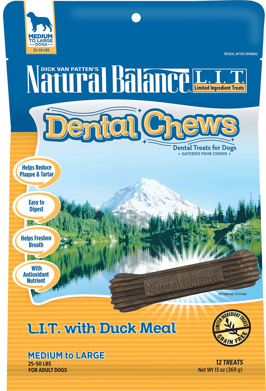 Natural Balance L.I.T. Dental Chews Duck Meal Formula Dog Treats (**)