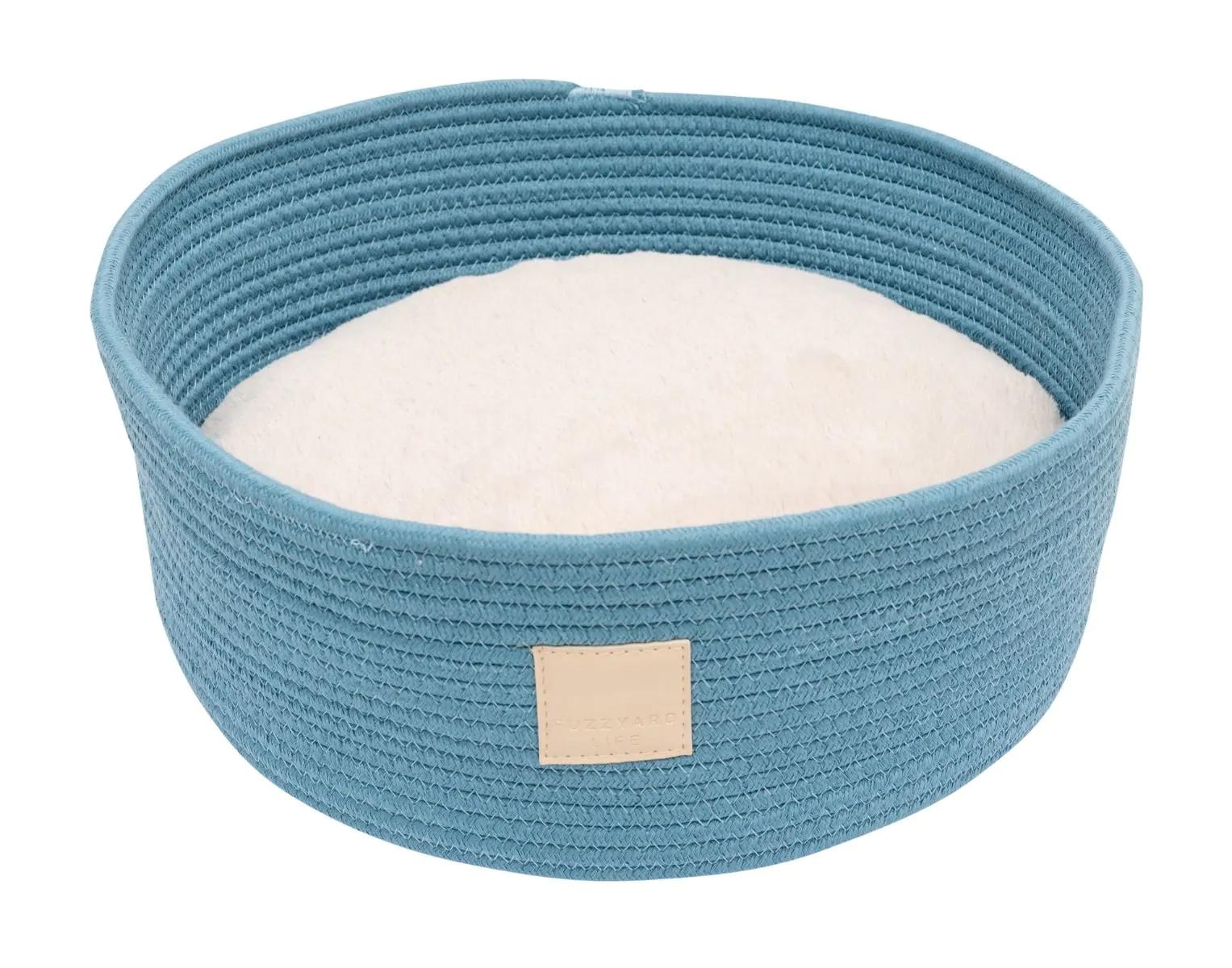 FuzzYard Life Rope Basket Bed for Cats & Small Dogs, French Blue