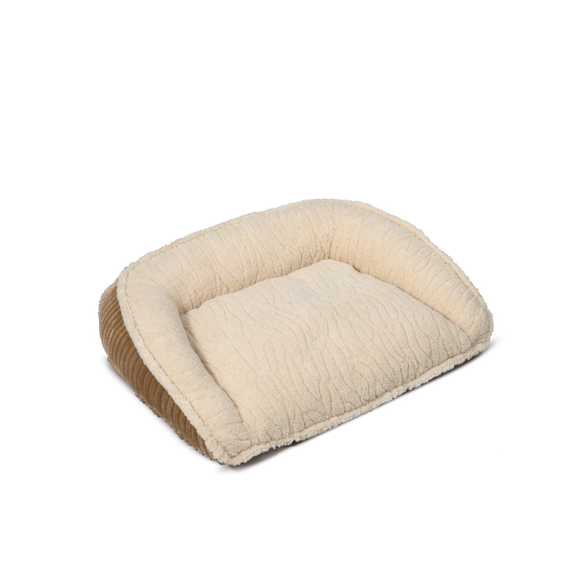 HuggleHounds Scout Perfect Bolster Dog Bed, Khaki, Large