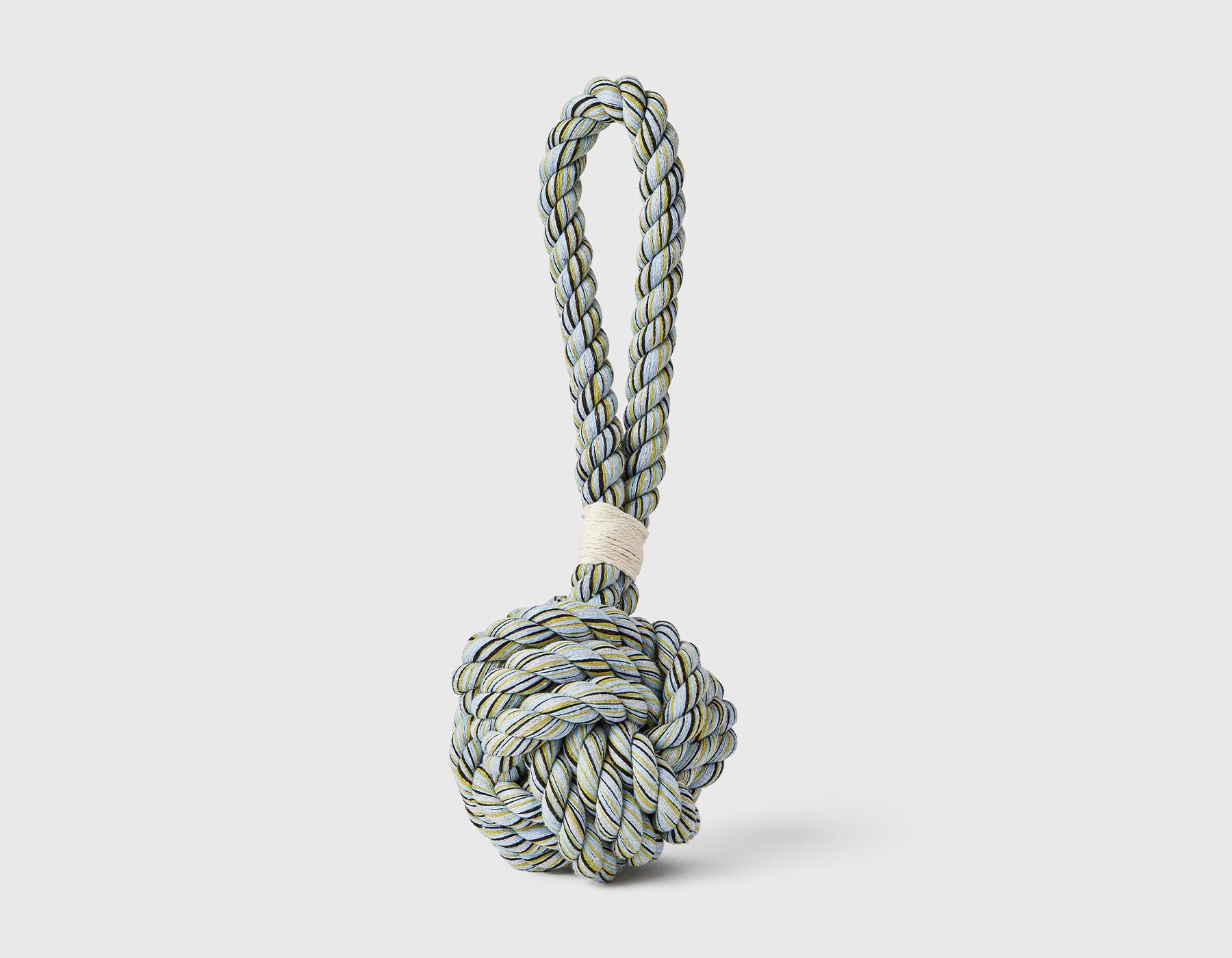 Jax & Bones Boho Celtic Knot Tie Rope Dog Toy, Blue, 5-in