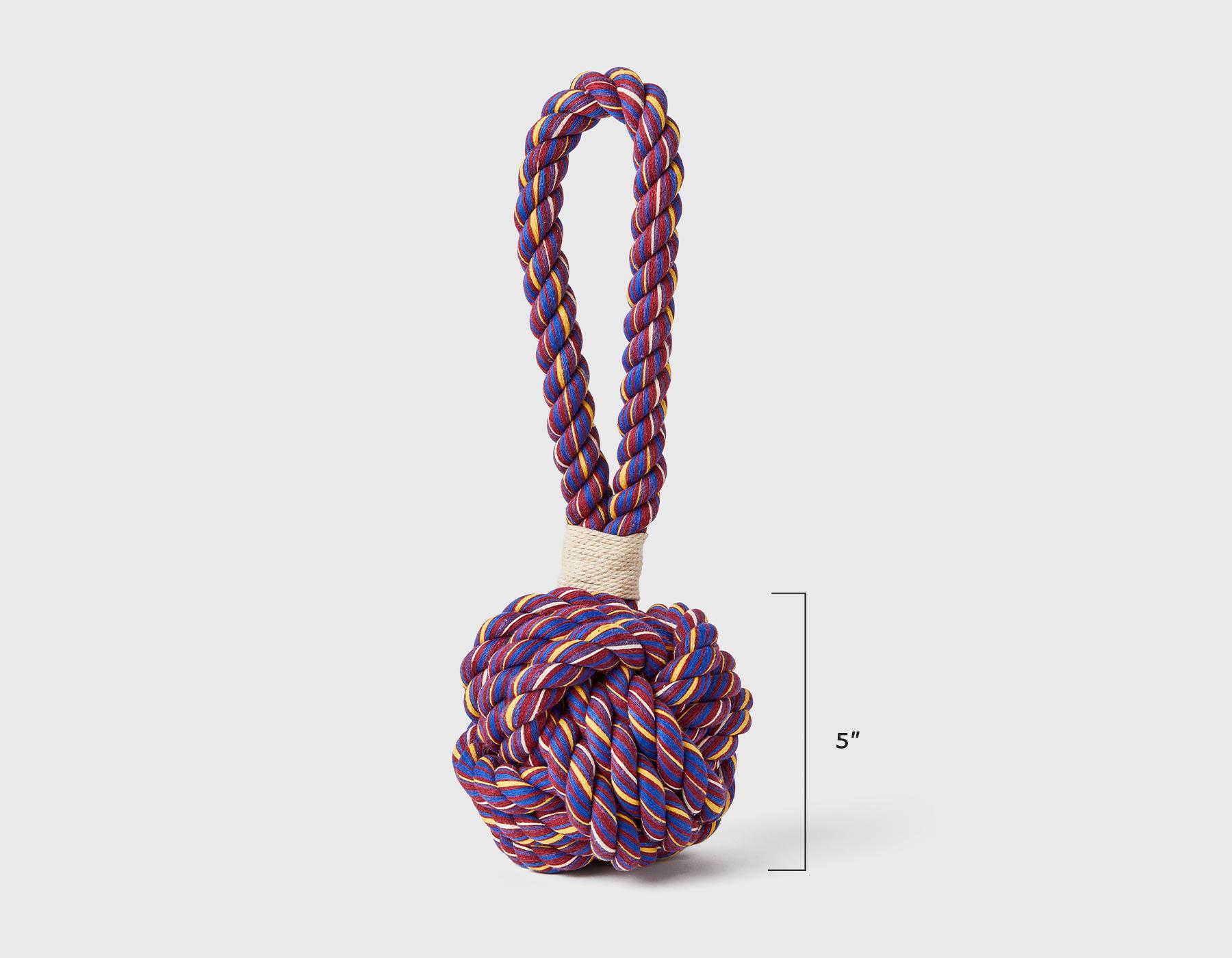 Jax & Bones Boho Celtic Knot Tie Rope Dog Toy, Red, 5-in