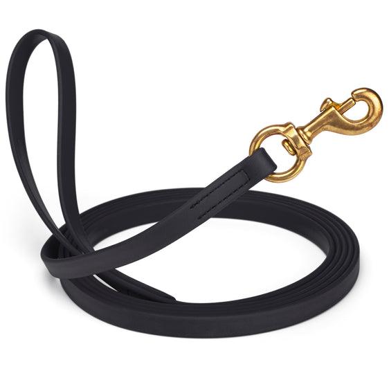 Dogline Viper Biothane Long Line Leash with Brass Hardware for Dogs, Black, 5/8-in x 15-ft