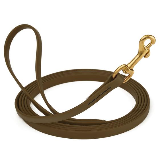 Dogline Viper Biothane Long Line Leash with Brass Hardware for Dogs, Coyote Brown, 1/2-in x 33-ft