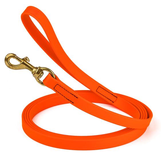 Dogline Viper Biothane Long Line Leash with Brass Hardware for Dogs, Orange, 3/4-in x 15-ft