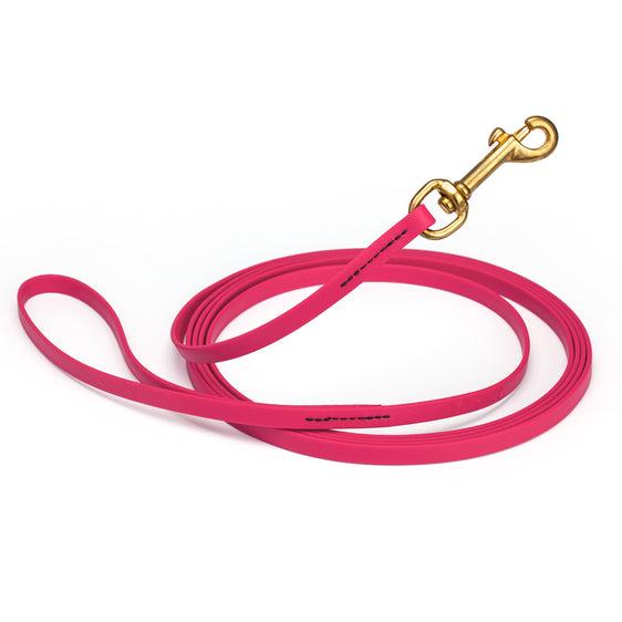 Dogline Viper Biothane Long Line Leash with Brass Hardware for Dogs, Pink