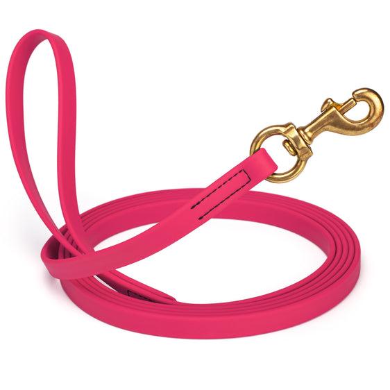Dogline Viper Biothane Long Line Leash with Brass Hardware for Dogs, Pink, 5/8-in x 20-ft