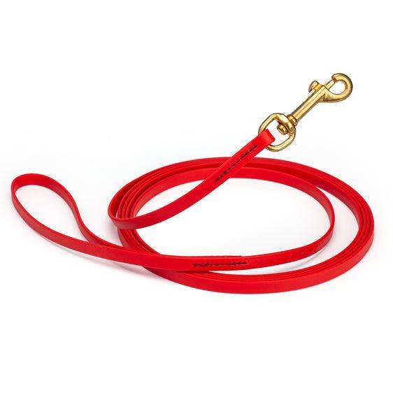 Dogline Viper Biothane Long Line Leash with Brass Hardware for Dogs, Red