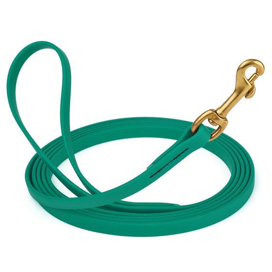 Dogline Viper Biothane Long Line Leash with Brass Hardware for Dogs, Teal, 1/2-in x 33-ft