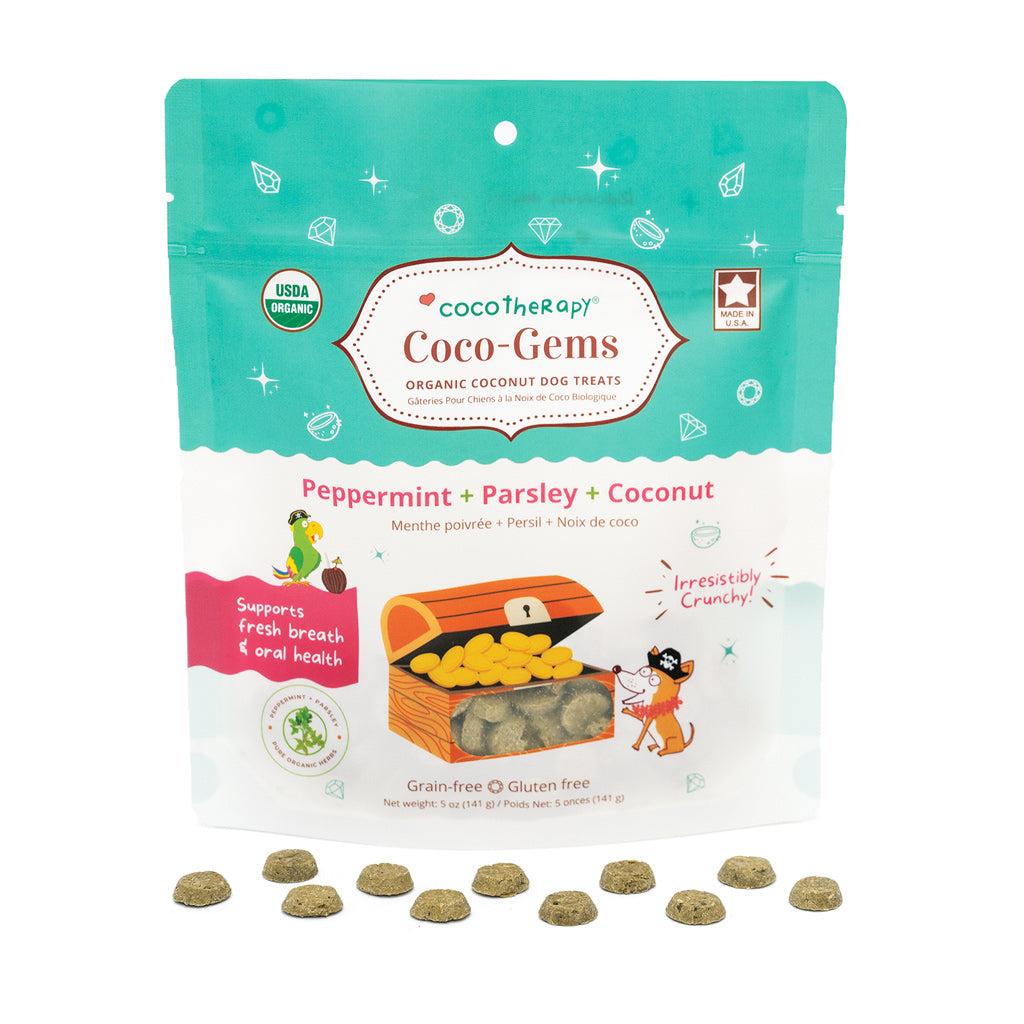 Coco Therapy Coco-Gems Peppermint + Parsley + Coconut Organic Dog Treats, 5-oz
