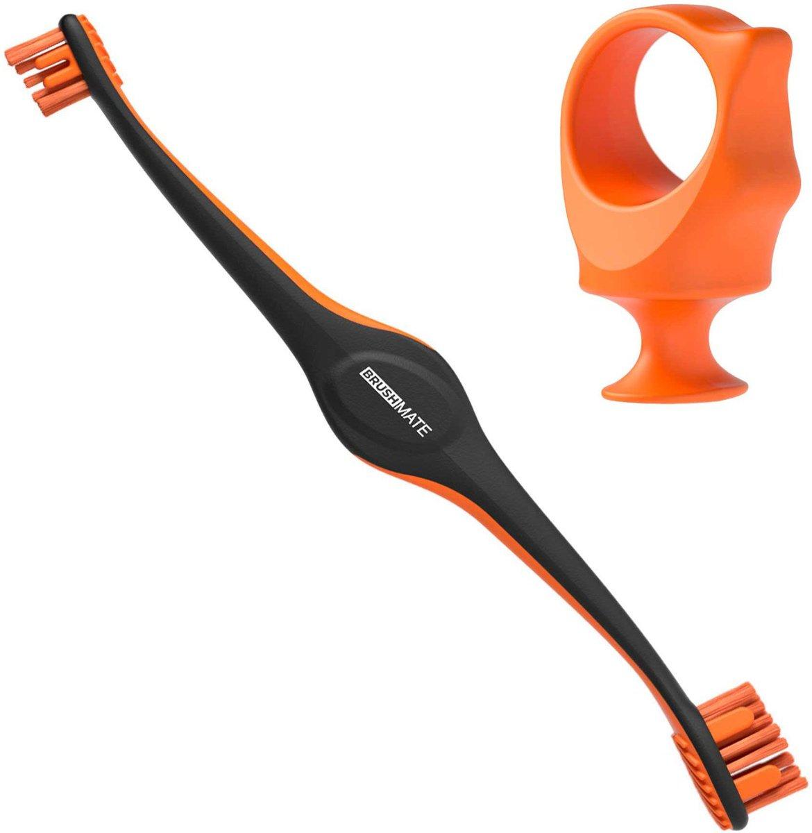 Paw Ready BrushMate Premium Toothbrush with BiteBlock, Orange, Small