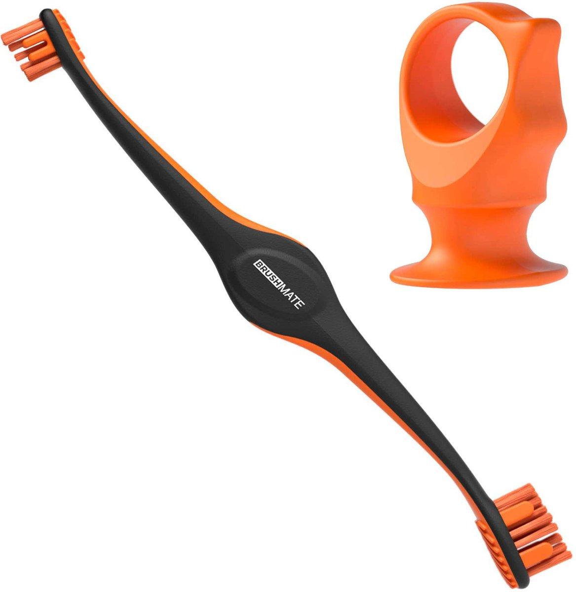 Paw Ready BrushMate Premium Toothbrush with BiteBlock, Orange, Medium