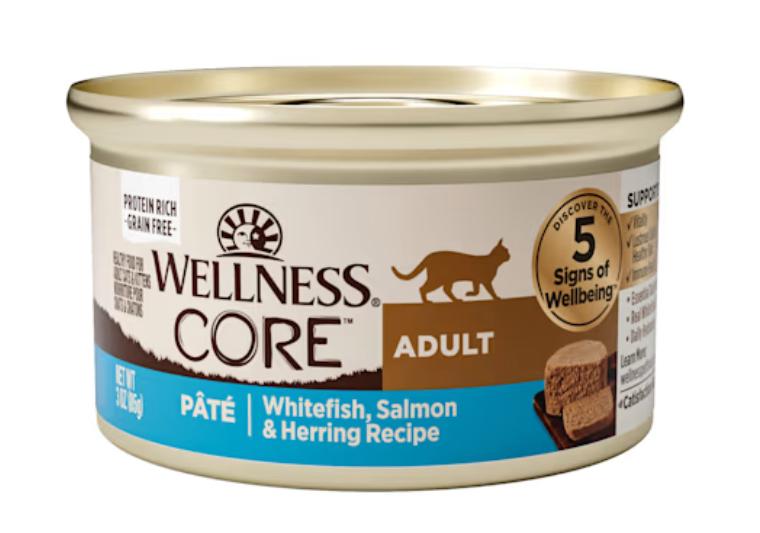 Wellness CORE Pate Whitefish, Salmon & Herring Natural Grain-Free Adult Wet Cat Food Can