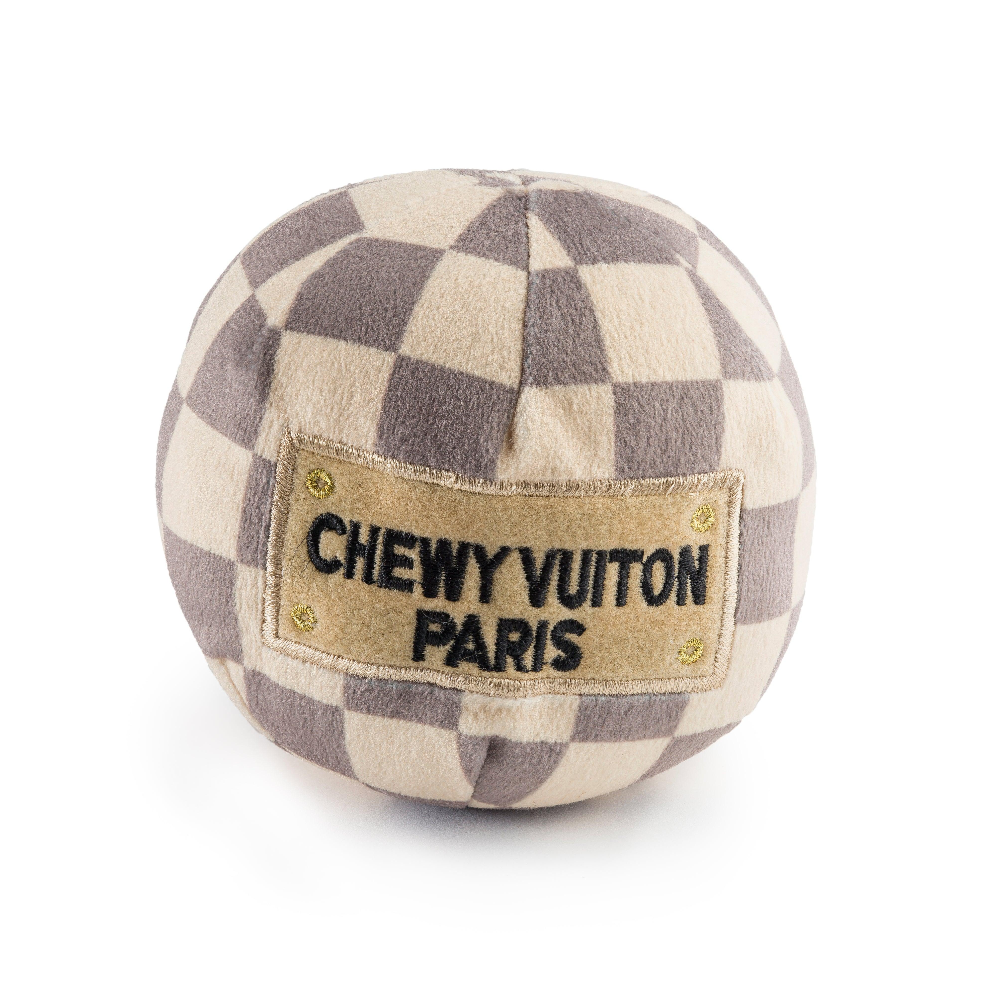 Haute Diggity Dog Checker Chewy Vuitton Ball Dog Toy, Large
