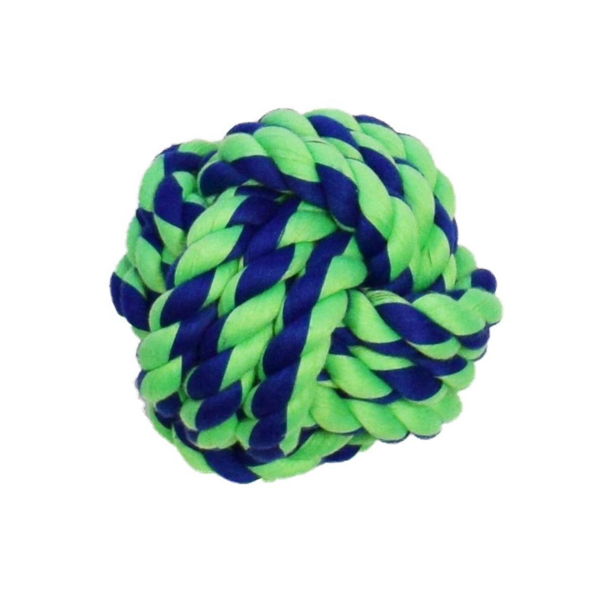 Amazing Pet Products Rope Ball Dog Toy, Blue/Green, 4.75-in