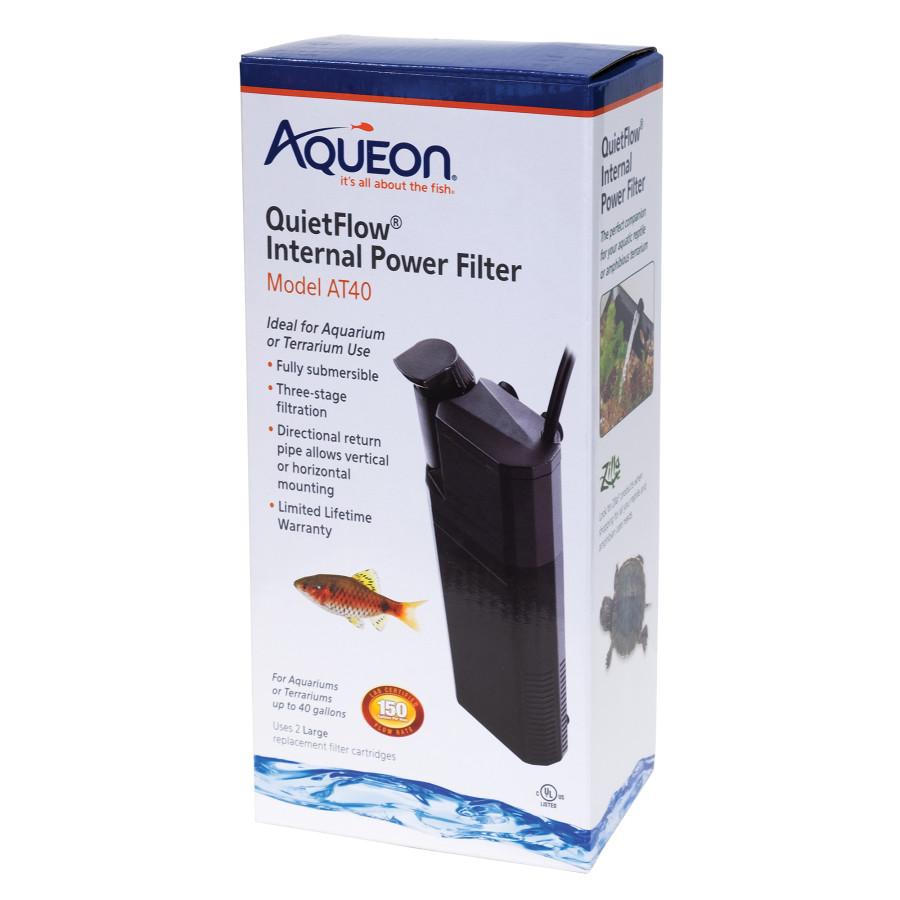 Aqueon QuietFlow Internal Power Filter for Aquariums & Terrariums, AT40