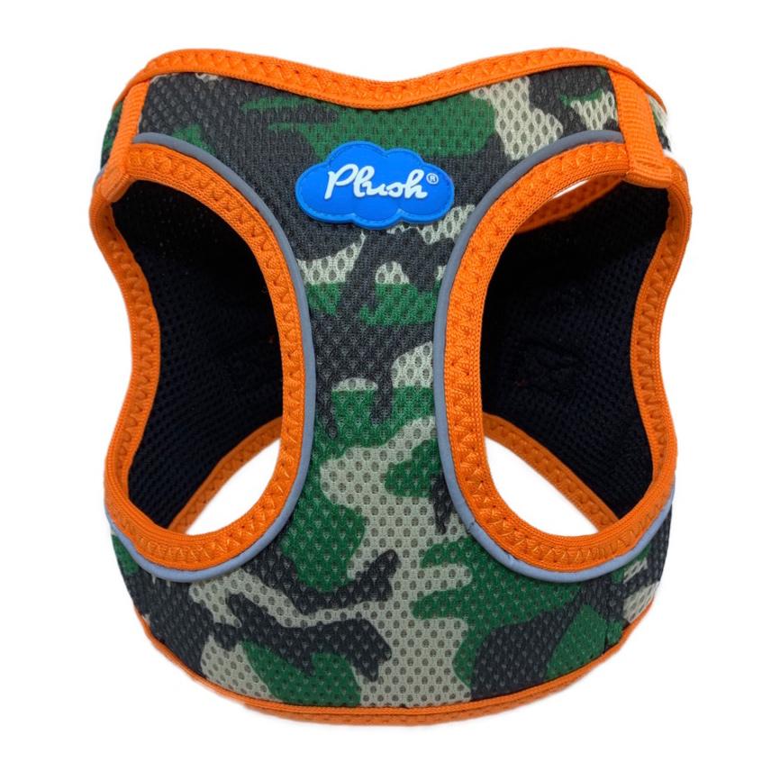 MyPlushusa Step In Air Mesh Dog Harness, Camo/Orange, Large