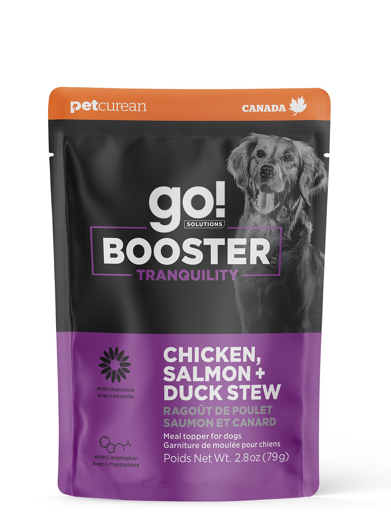 Go! Solutions Booster Tranquility Chicken, Salmon + Duck Stew Wet Dog Food Topper Pouch, 2.8-oz