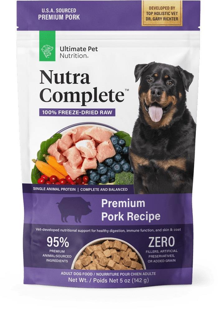 Ultimate Pet Nutrition Nutra Complete Pork Freeze-Dried Raw Dog Food, 5-oz