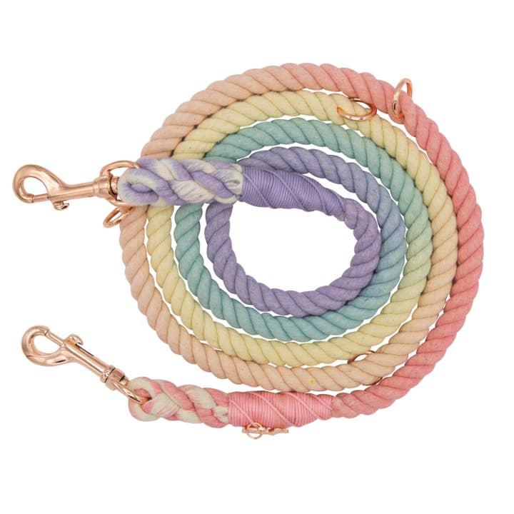 Sassy Woof Hands Free Rope Dog Leash, Rainbow Bright