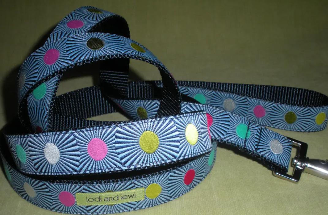 Lodi and Lewi Dog Collar, Sunburst Blue, 1-in x 12-20-in