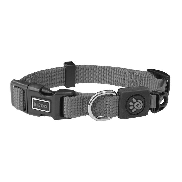 DOCO Signature Nylon Dog Collar, Grey, Medium
