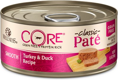 Wellness CORE Pate Grain-Free Turkey & Duck Pate Canned Cat Food, 5.5-oz, case of 24 (**)