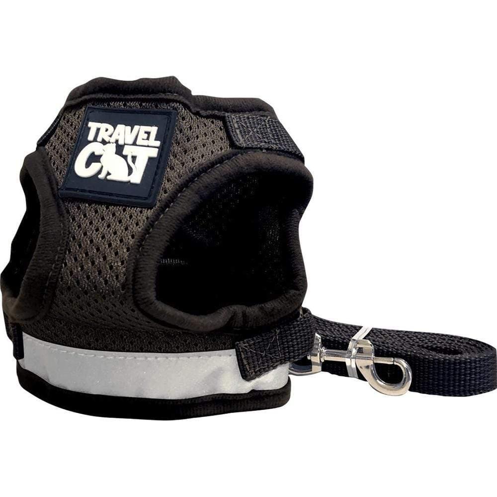 Travel Cat The True Adventurer Reflective Cat Harness & Leash, Black, Large