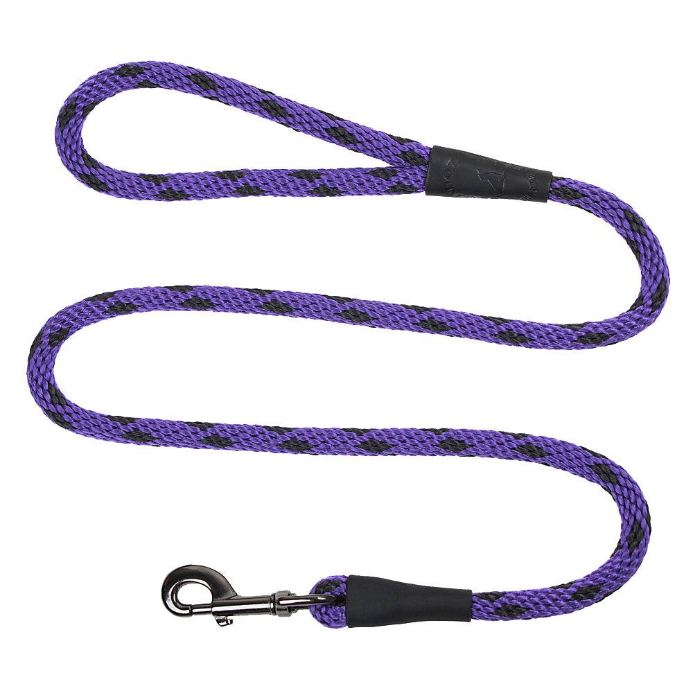 Mendota Pet Large Snap Checkered Dog Leash, Black Ice Purple, 1/2-in x 4-ft