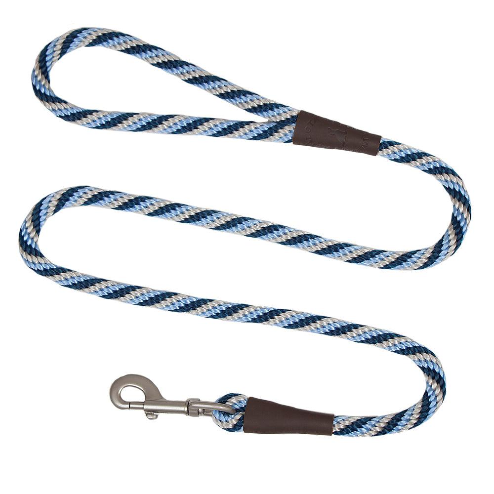 Mendota Pet Large Snap Striped Dog Leash, Twist Arctic Blue, 1/2-in x 4-ft