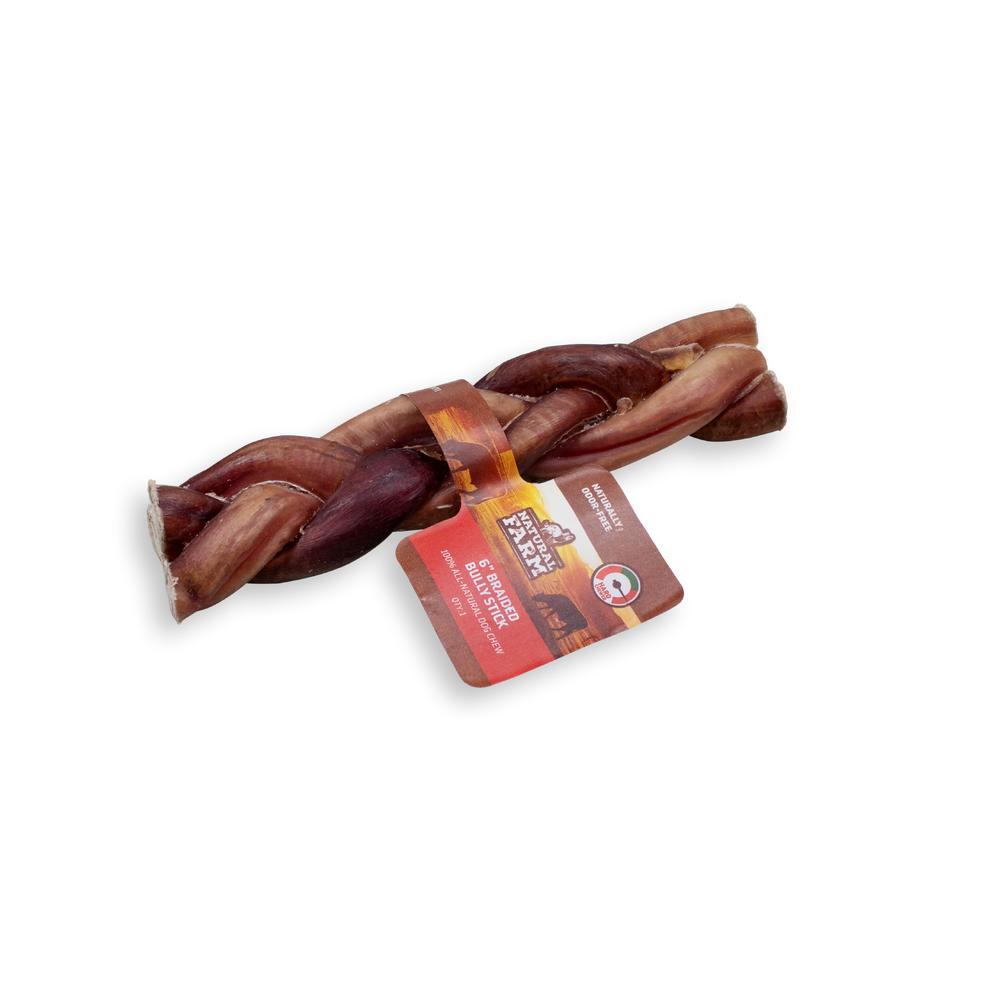 Natural Farm Braided Braided Bully Stick Dog Treats, 6-in, 1-count