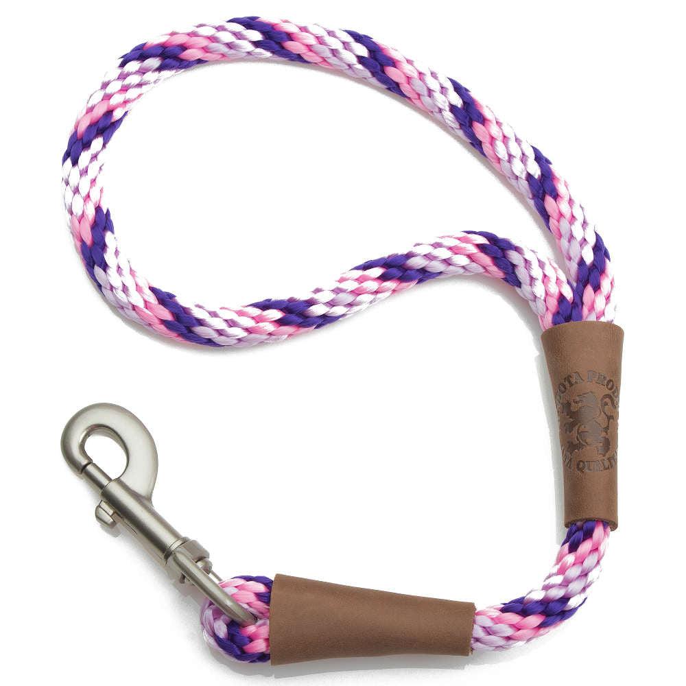 Mendota Pet Large Traffic Dog Leash, TriColor Lilac, 1/2-in x 16-in