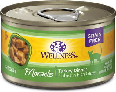 Wellness Complete Health Morsels Turkey Dinner Canned Cat Food, 3-oz, case of 24 (**)