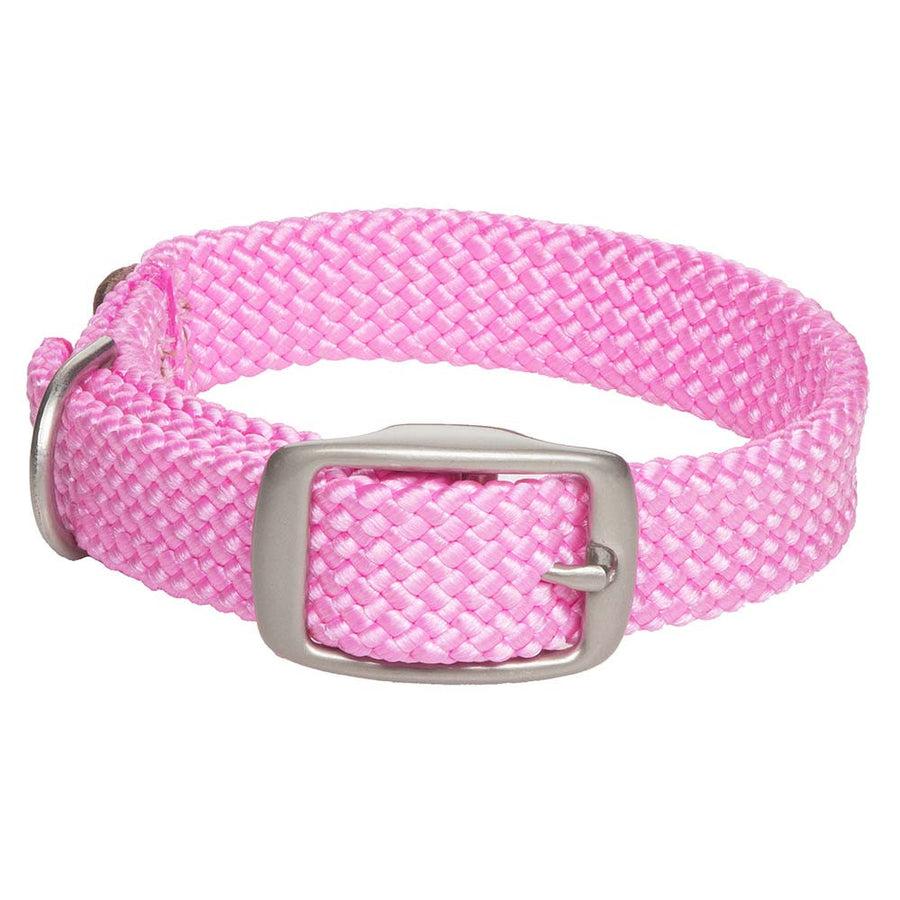 Mendota Pet Double Braid Satin Nickel Dog Collar, Hot Pink, 1-in x 24-in