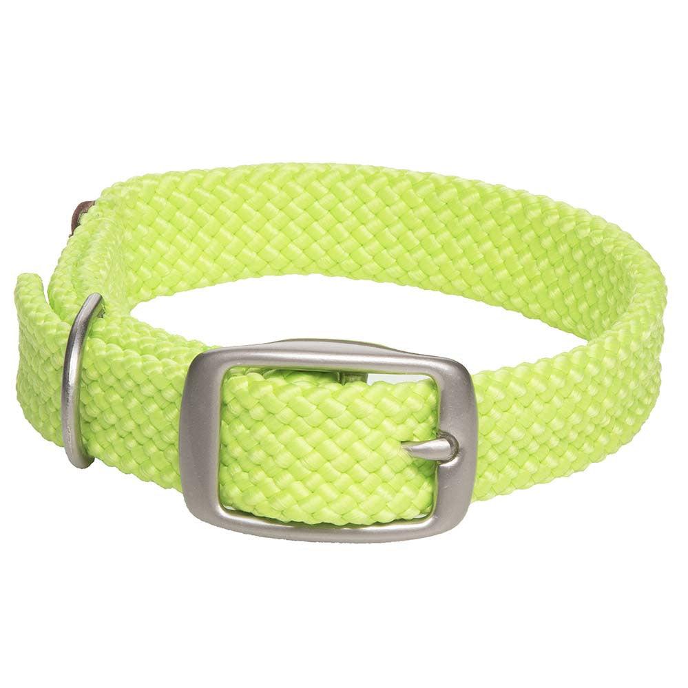 Mendota Pet Double Braid Satin Nickel Dog Collar, Lime, 1-in x 24-in